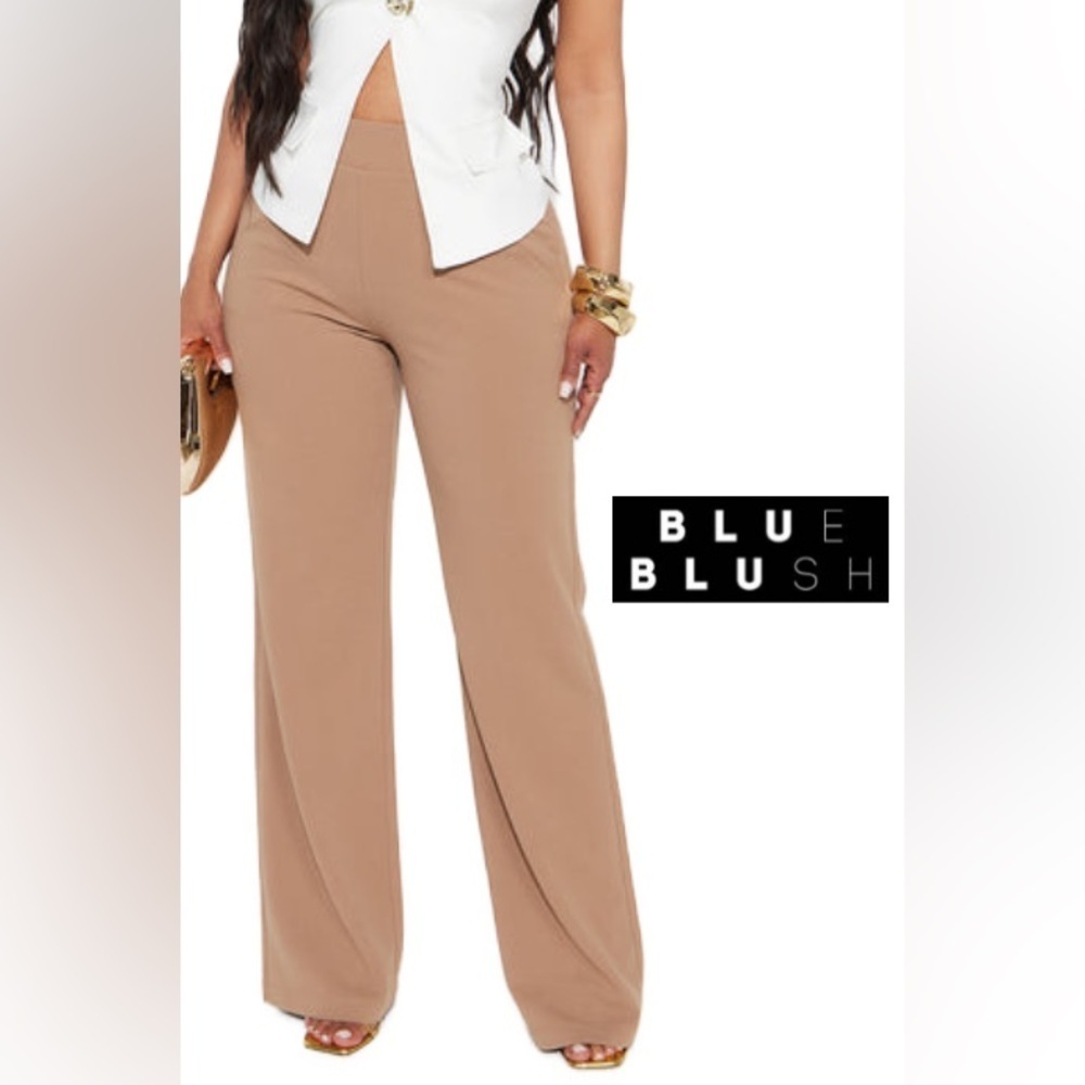 Blue‎ Blush tan dress pants office wear wide leg dressy minimalist small